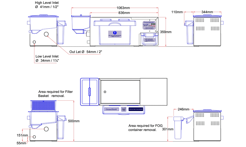 GS1850 AST-WOK-PF Dimensional Drawing