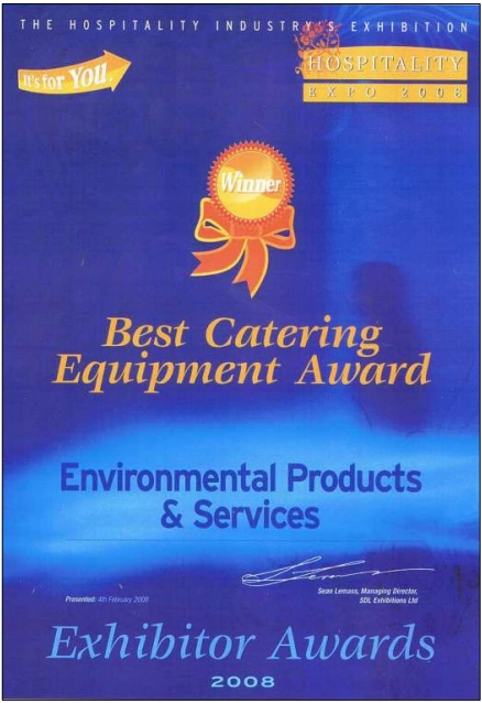 2008 - Best Catering Equipment Award - Dublin - Ireland