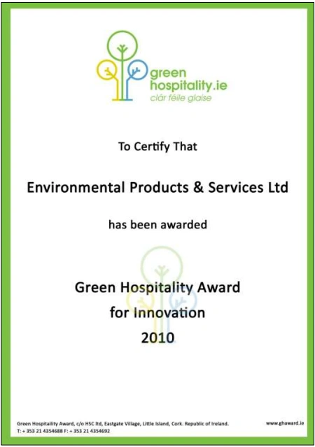 2010 - Green Hospitality Award for Innovation - Dublin - Ireland