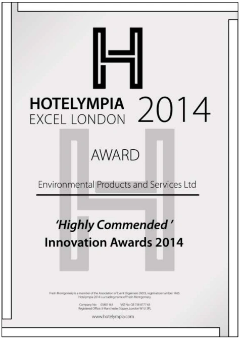 2014 - Hotelympia 'Highly Commended' Innovations Award - London - UK